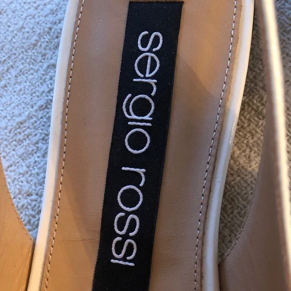 Sergio Rossi White Pointed Slingback Flats with Buckle - Picture 6 of 9